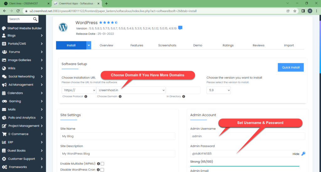 Install WordPress From cPanel